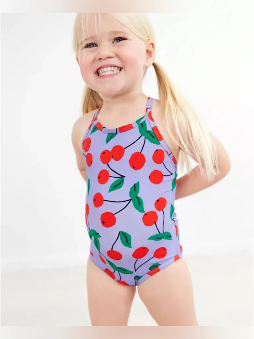 Hanna Andersson Cherry-Print One-Piece Swimsuit sz 10
